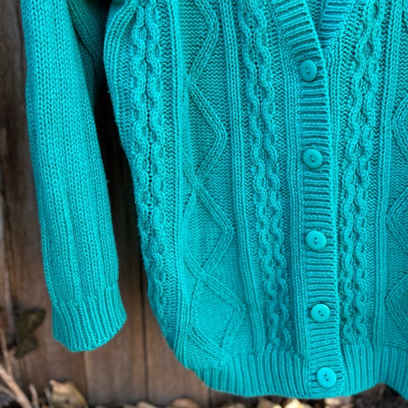 Honors Vintage 1990s Green Grandpa Cardigan Button Down Oversized Sweater XL/XXL - Picture 4 of 9
